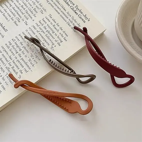 Elegant Frosted Twisted Hair Clip Simple Matte Banana Hairpin for Women Girls Solid Color Vertical Ponytail Holder Barrettes Hea