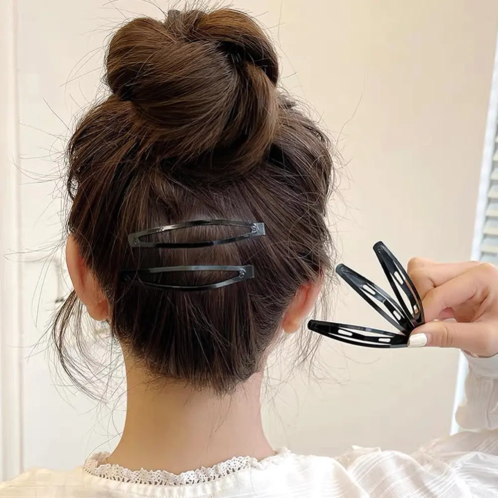 12pcs/Set Simple Water Drop Snap Hair Clips Women Metal Bb Barrette Black Invisible Hair Pins Girls Headwear Styling Tool