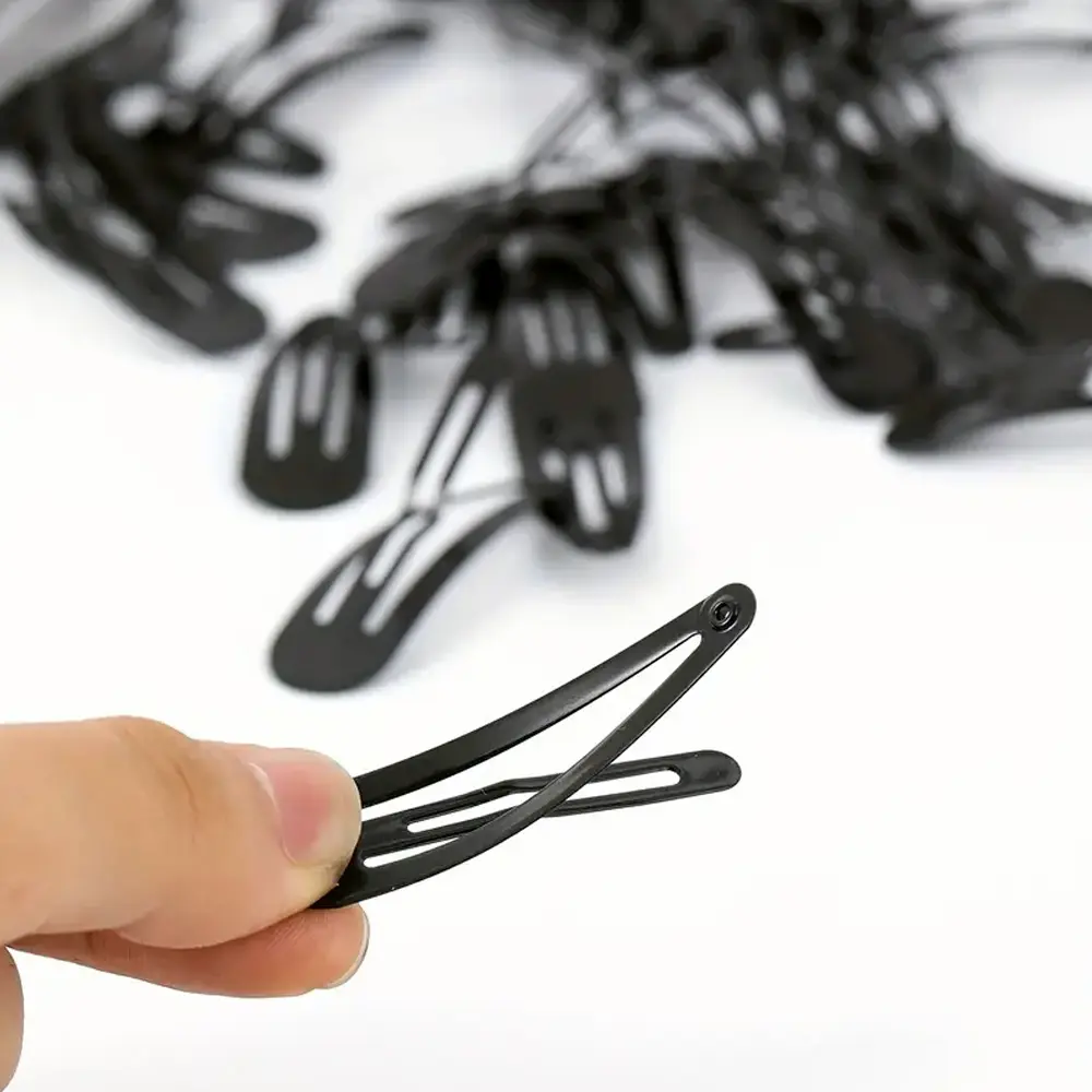 12pcs/Set Simple Water Drop Snap Hair Clips Women Metal Bb Barrette Black Invisible Hair Pins Girls Headwear Styling Tool
