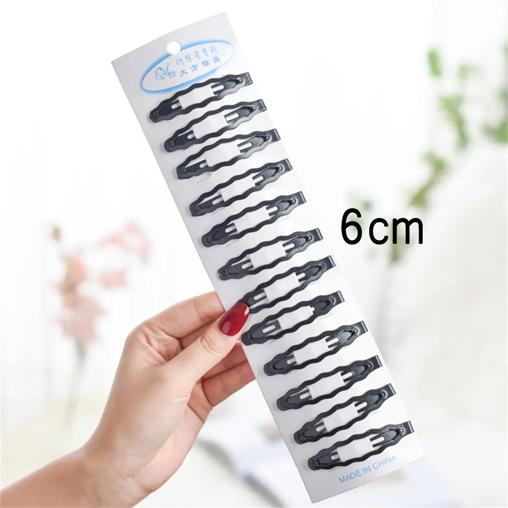 12pcs/Set Simple Water Drop Snap Hair Clips Women Metal Bb Barrette Black Invisible Hair Pins Girls Headwear Styling Tool