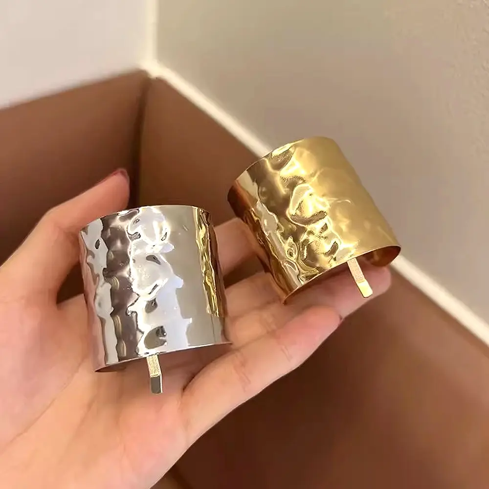 Vintage Metal Hair Clips Arc Geometric Shaped Ponytail Cuff Buckle Women Girls Simple High Ponytail Barrettes Elegant Headwear