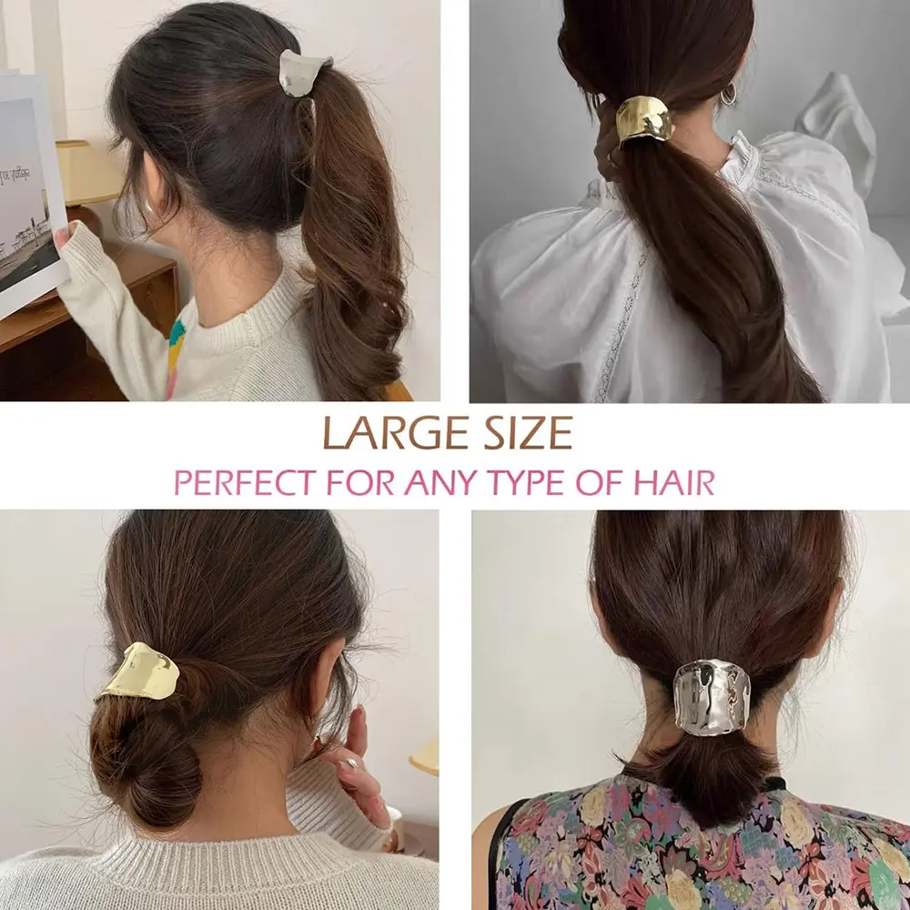 Vintage Metal Hair Clips Arc Geometric Shaped Ponytail Cuff Buckle Women Girls Simple High Ponytail Barrettes Elegant Headwear