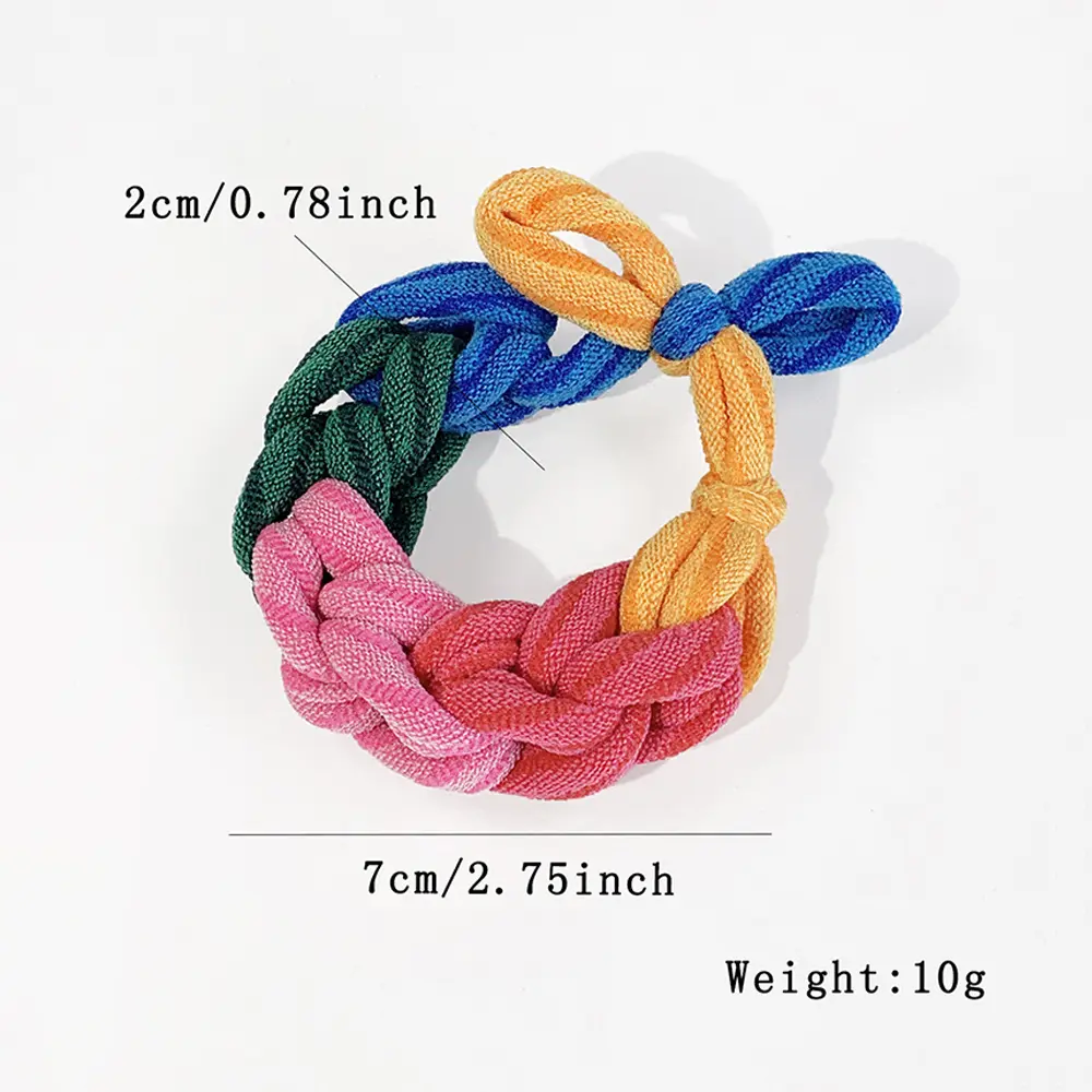 Ins Styles Bowknot Thick Scrunchies Colorful Braid Elastic Hair Ties For Bun Ponytail Holder Women Girls Rubber Hair Rings