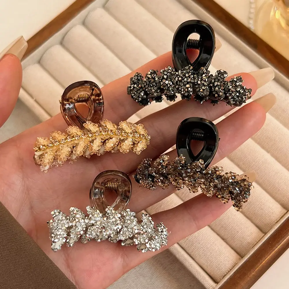 Sweet Rhinestone Wheat Hair Claw Mini Acrylic Shark Jaw Clip For Thin Hair Ponytail Holder Exquisite Princess Barrettes