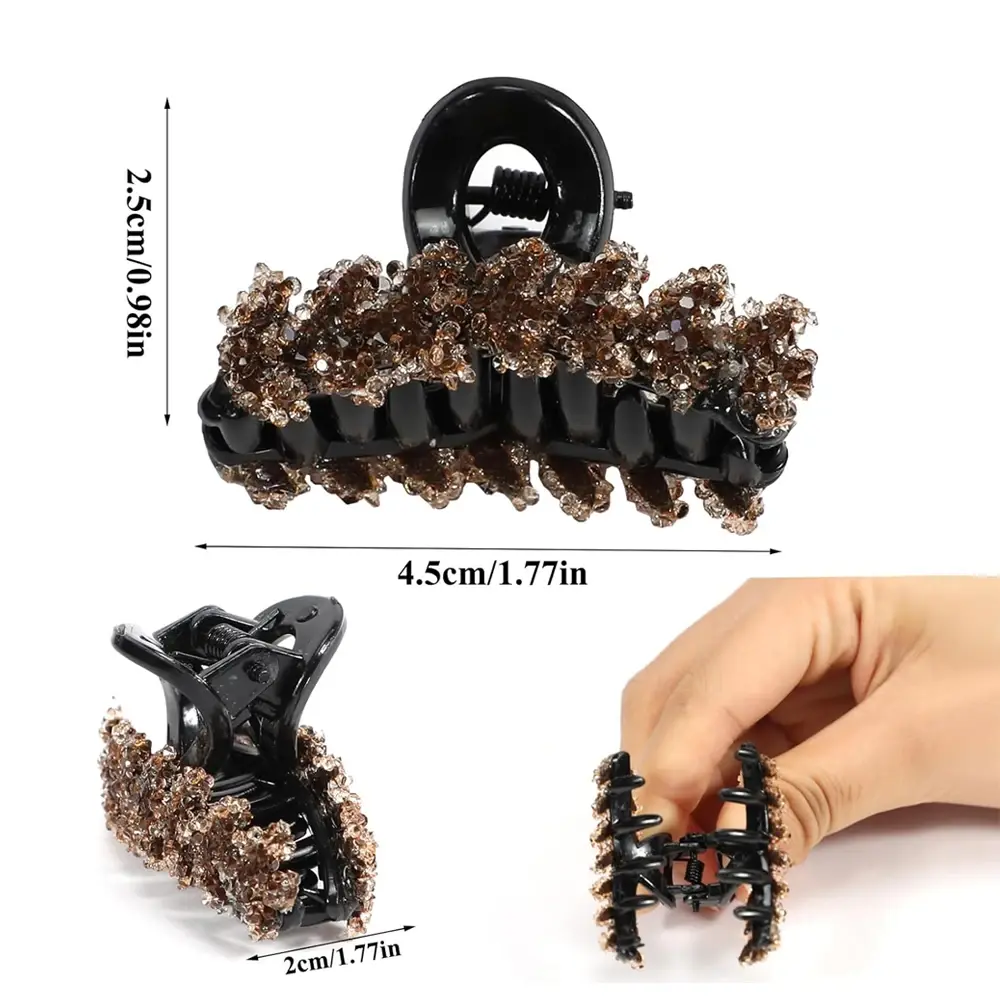 Sweet Rhinestone Wheat Hair Claw Mini Acrylic Shark Jaw Clip For Thin Hair Ponytail Holder Exquisite Princess Barrettes