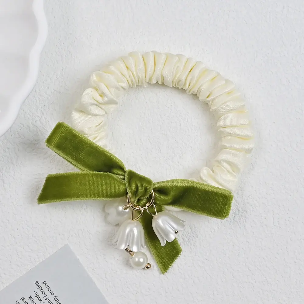 Fashion Floral Charms Hair Ties Lily Of The Valley Elastic Scrunchies Women Girls Ponytail Holder Daily Headwear
