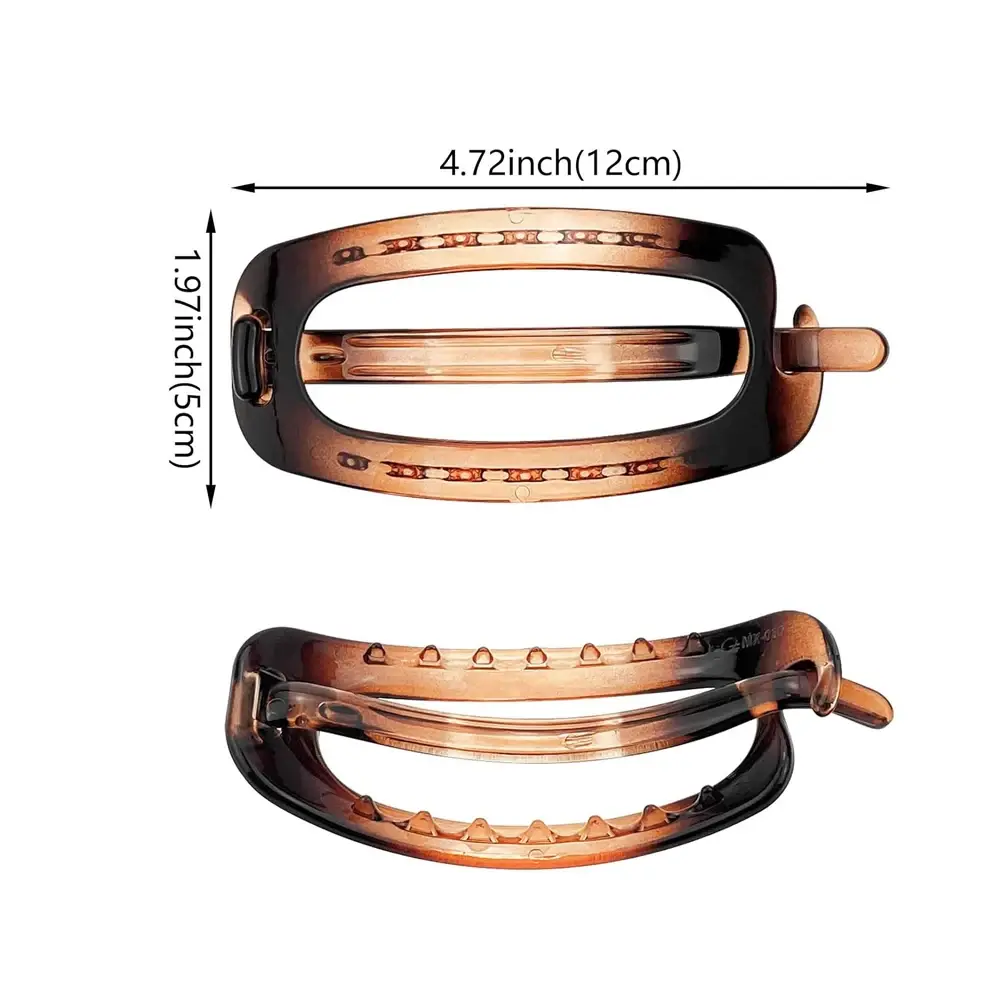 Vintage Acrylic Oval Hair Clips Office Lady Bun Ponytail Holder Twist Barrettes Women Girls Jelly Color Daily Party Headwear
