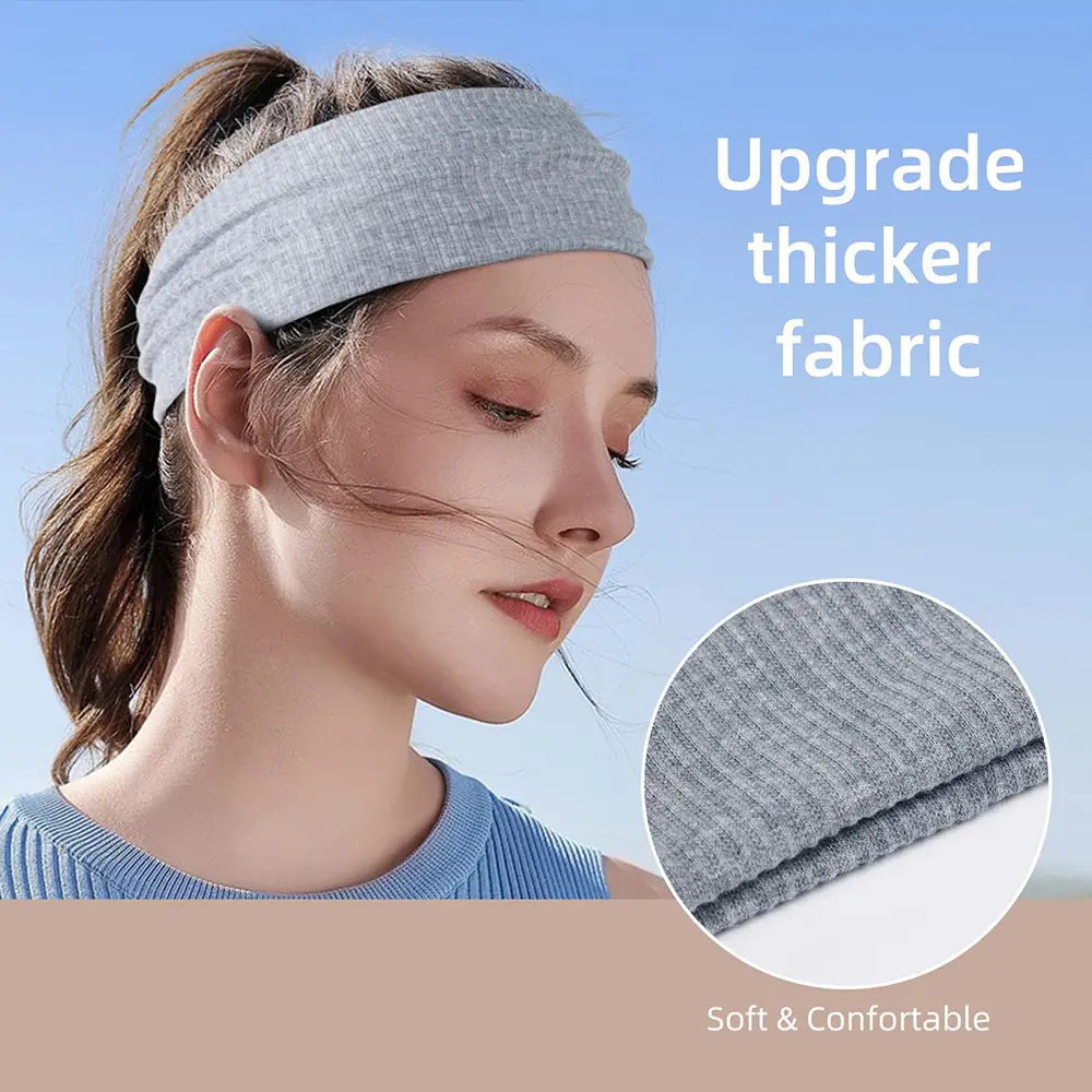 Unisex Multicolor Elastic Hairband Non Slip Soft Wide Headbands For Women Men Workout Yoga Running Fashion Casual Headwear