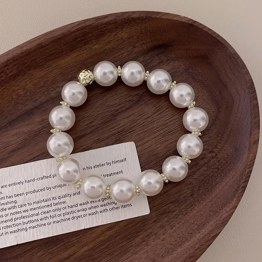 Fashion Imitation Pearl Beaded Hair Ties Dual Use High Elastic Rubber Band Bracelet For Women Girls Ponytail Holder Friend Gift