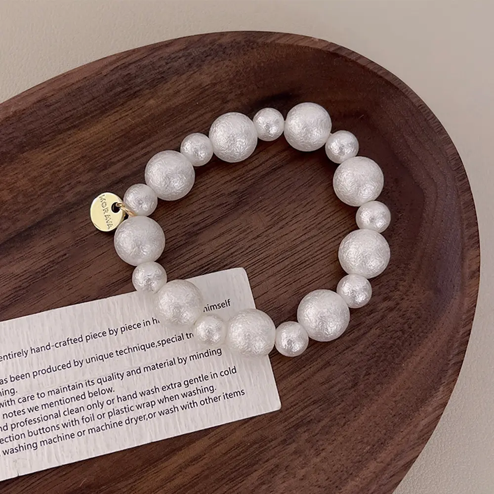 Fashion Imitation Pearl Beaded Hair Ties Dual Use High Elastic Rubber Band Bracelet For Women Girls Ponytail Holder Friend Gift