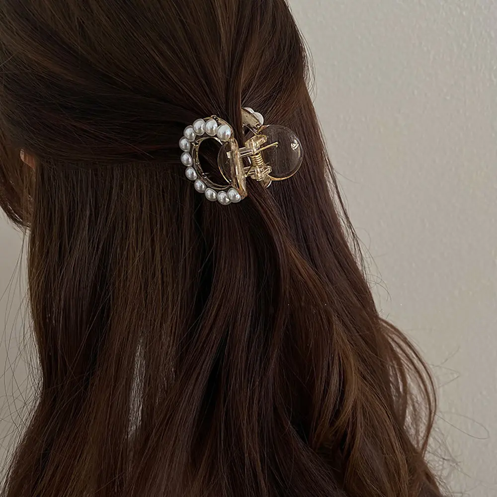 Small Size Pearl Hair Claw Non Slip Acrylic Mini Jaw Clips For Women Girls Thin Hair Ponytail Holder Hairgrip Friend Gifts
