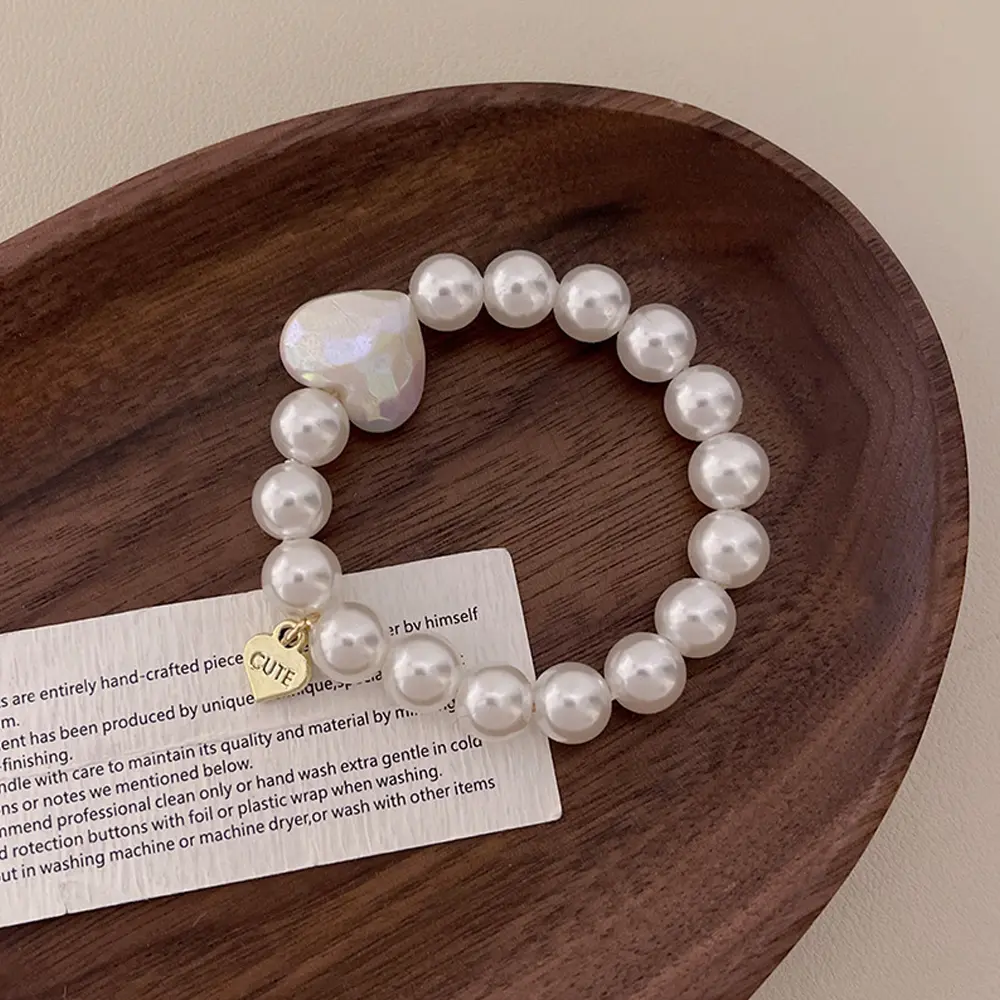 Fashion Imitation Pearl Beaded Hair Ties Dual Use High Elastic Rubber Band Bracelet For Women Girls Ponytail Holder Friend Gift