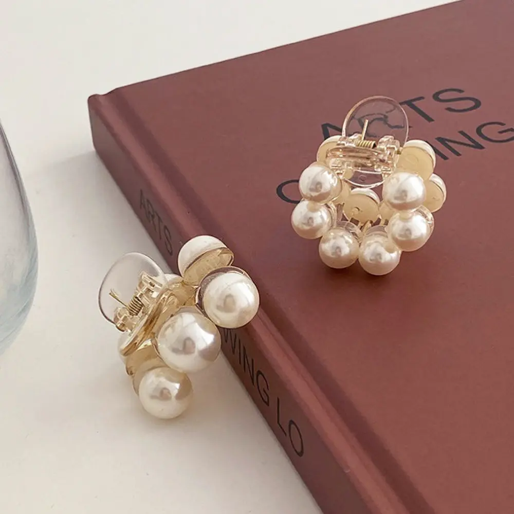 Small Size Pearl Hair Claw Non Slip Acrylic Mini Jaw Clips For Women Girls Thin Hair Ponytail Holder Hairgrip Friend Gifts