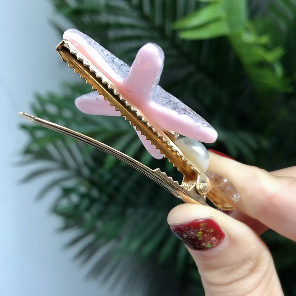 2pcs/Set Ocean Styles Starfish Seashell Shaped Hair Clips Cute Acrylic Hairpins Women Girls Summer Beach Party Headwear