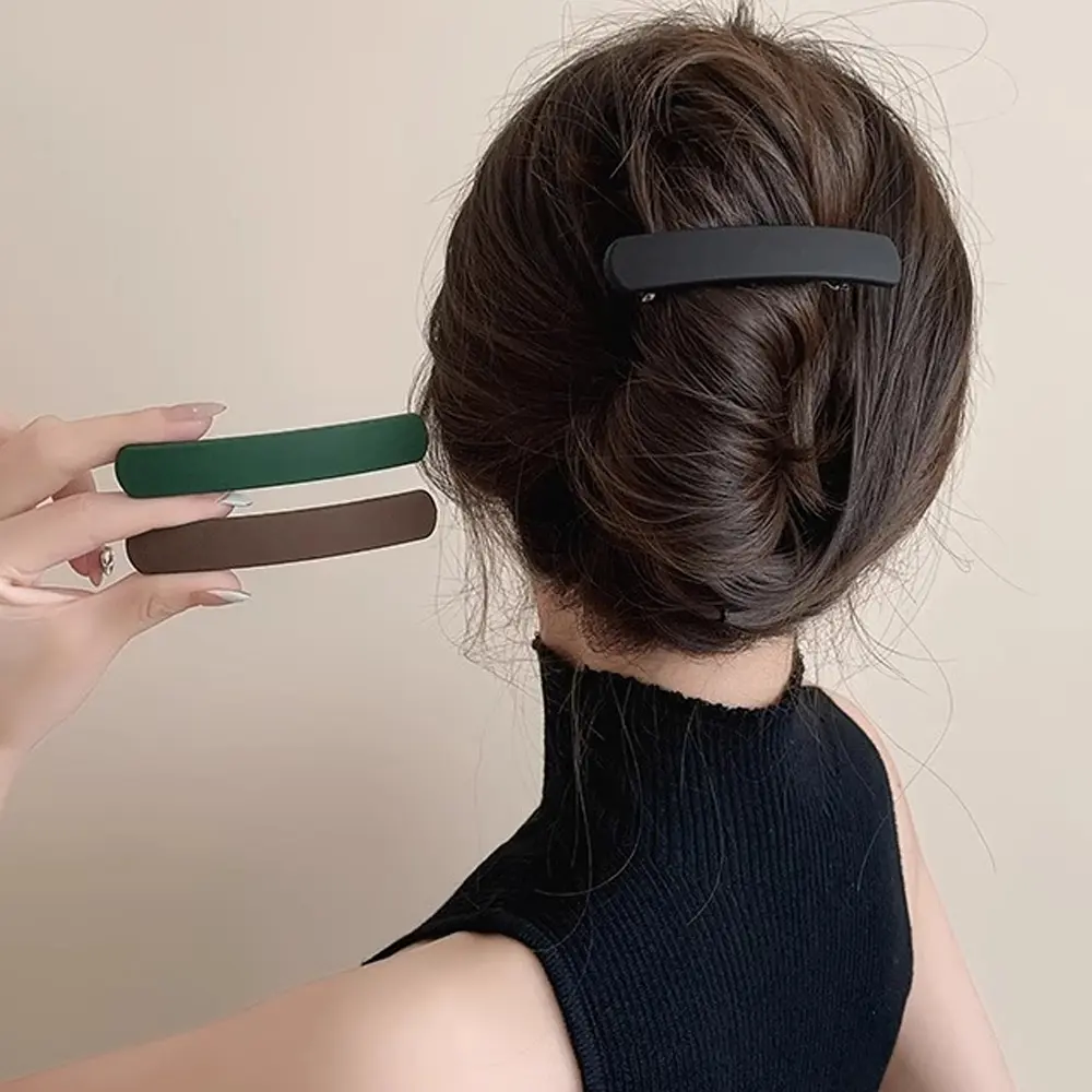 Classic Geometric Matte Hair Clip Solid Color Rectangle Spring Barrettes For Thick Hair Women Non Slip Ponytail Holder Headdress
