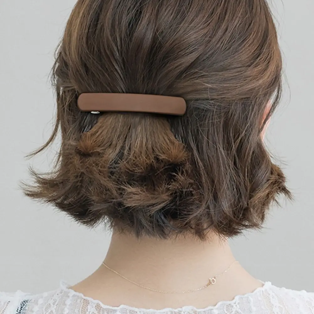 Classic Geometric Matte Hair Clip Solid Color Rectangle Spring Barrettes For Thick Hair Women Non Slip Ponytail Holder Headdress