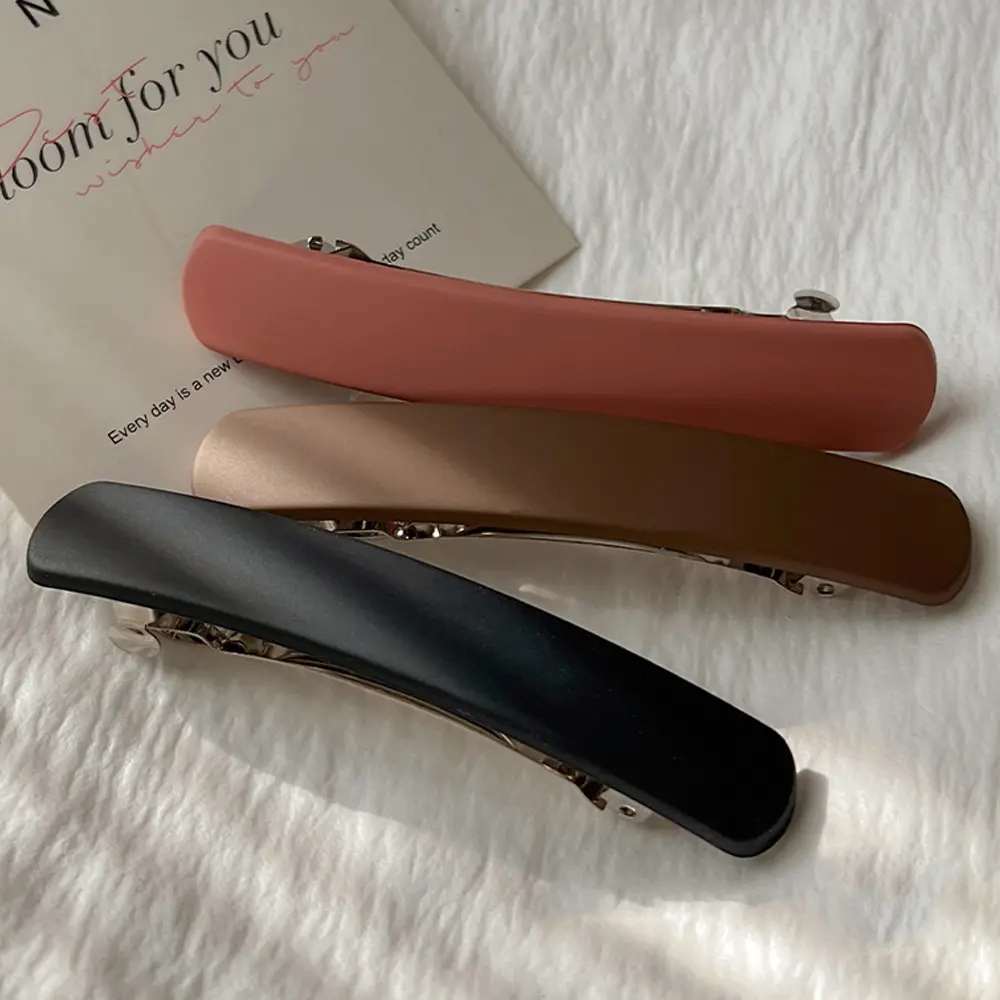 Classic Geometric Matte Hair Clip Solid Color Rectangle Spring Barrettes For Thick Hair Women Non Slip Ponytail Holder Headdress