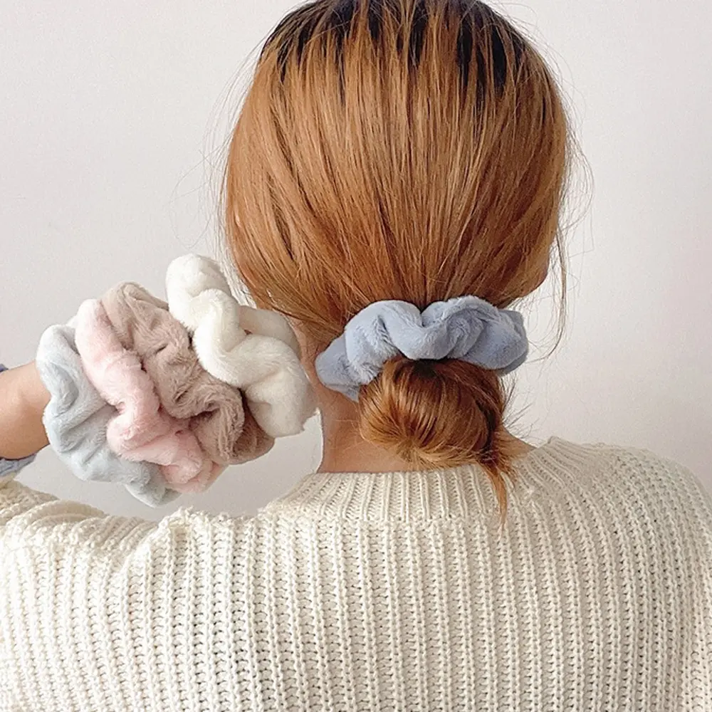Large Size Plush Scrunchies Elastic Soft Hair Rope Women Girls Ponytail Holder Towel Hair Ties Daily Use Bun Headwear
