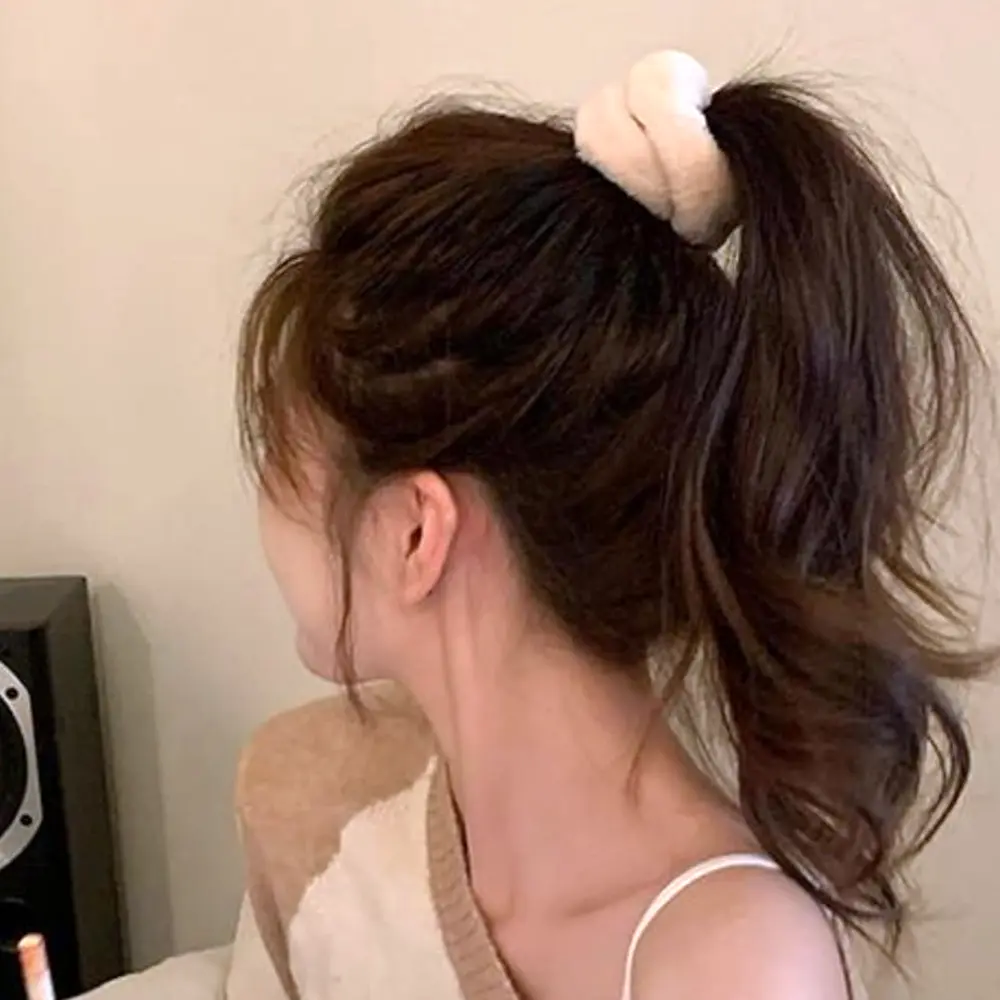 Large Size Plush Scrunchies Elastic Soft Hair Rope Women Girls Ponytail Holder Towel Hair Ties Daily Use Bun Headwear