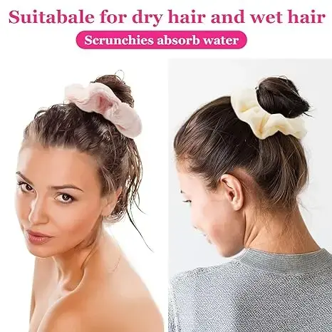 Large Size Plush Scrunchies Elastic Soft Hair Rope Women Girls Ponytail Holder Towel Hair Ties Daily Use Bun Headwear