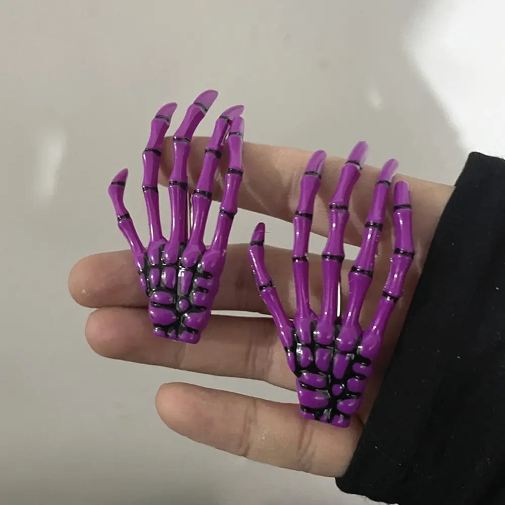 Creative Skeleton Hand Bone Barrettes Women Girls Halloween Party Hair Clips Cosplay Headwear