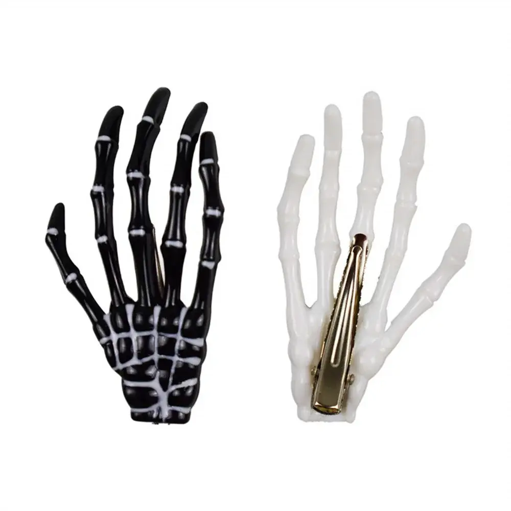 Creative Skeleton Hand Bone Barrettes Women Girls Halloween Party Hair Clips Cosplay Headwear