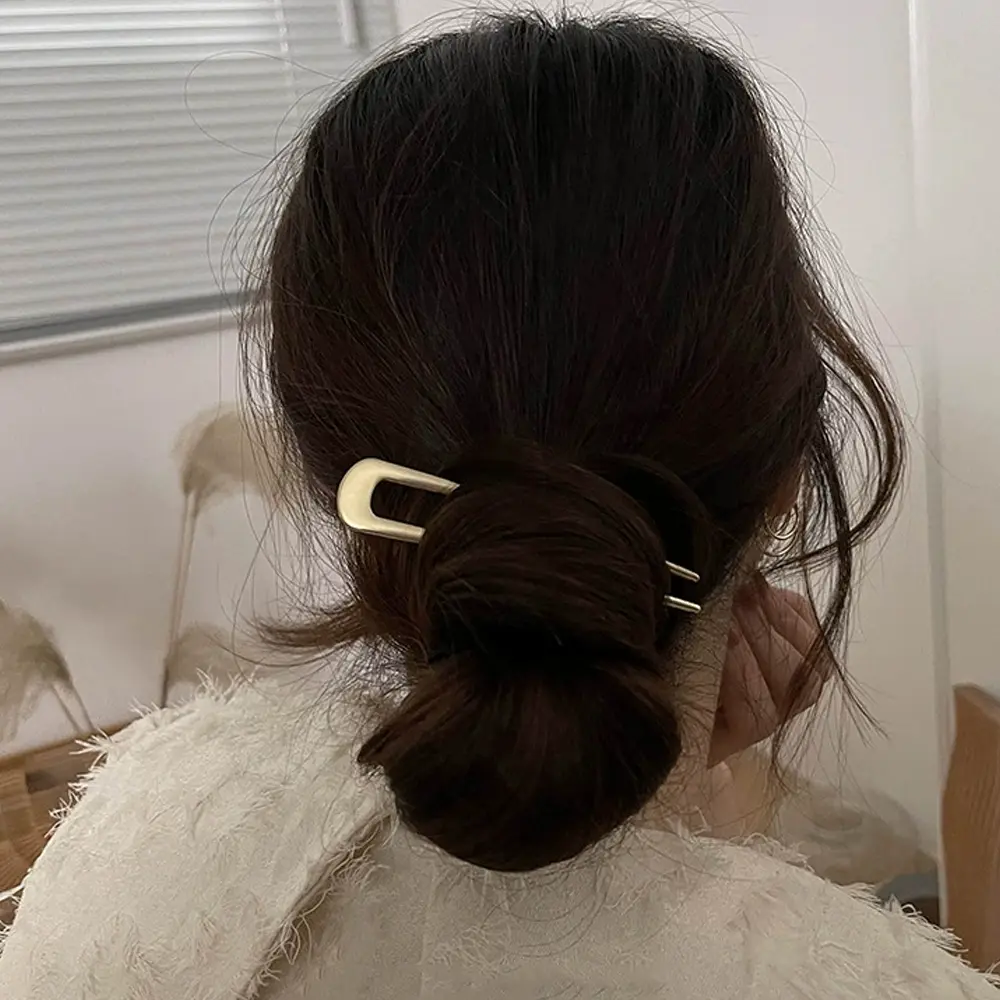 Elegant U-Shaped Chignon Hairpins Simple Metal Hair Stick Fork For Long Hair Buns Women Girls Party Hair Styling Tool