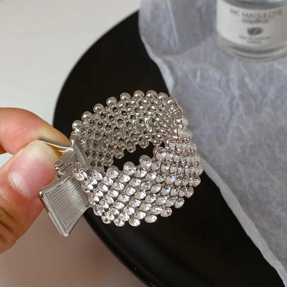 Luxury Full Rhinestone Hair Claws Non Slip Plastic High Ponytail Holder Jaw Clips For Women Girls Summer Styling Tool