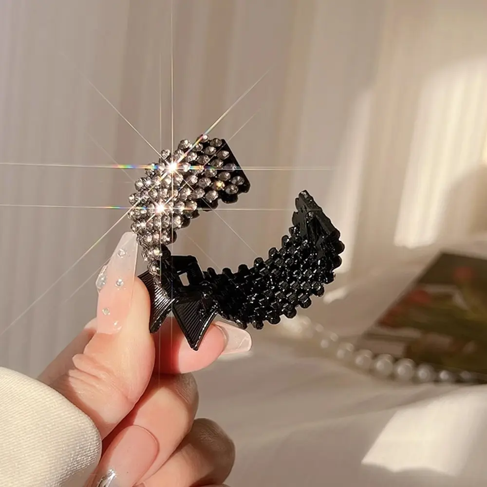 Luxury Full Rhinestone Hair Claws Non Slip Plastic High Ponytail Holder Jaw Clips For Women Girls Summer Styling Tool