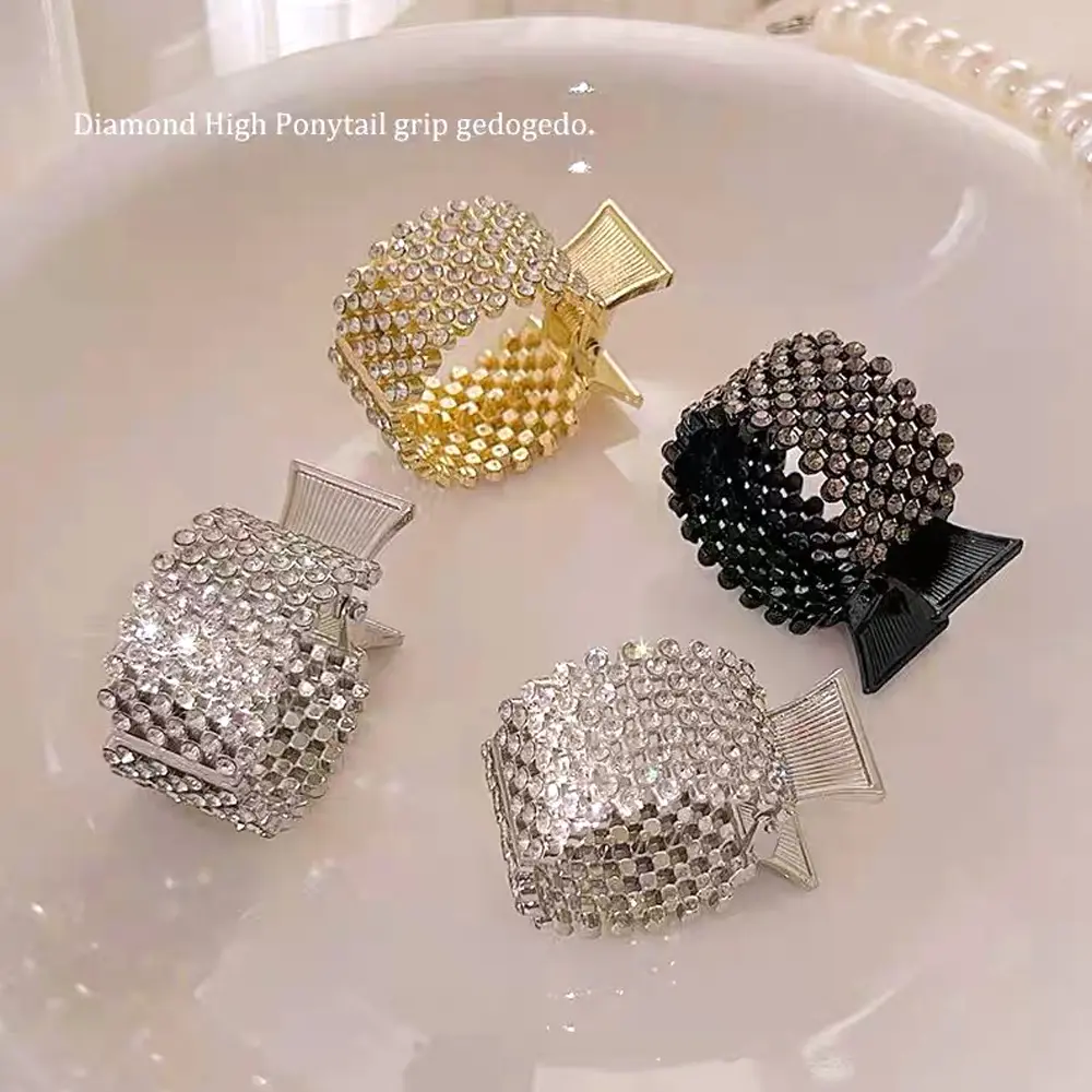 Luxury Full Rhinestone Hair Claws Non Slip Plastic High Ponytail Holder Jaw Clips For Women Girls Summer Styling Tool