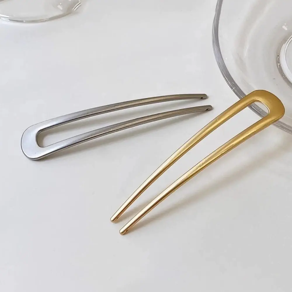 Elegant U-Shaped Chignon Hairpins Simple Metal Hair Stick Fork For Long Hair Buns Women Girls Party Hair Styling Tool