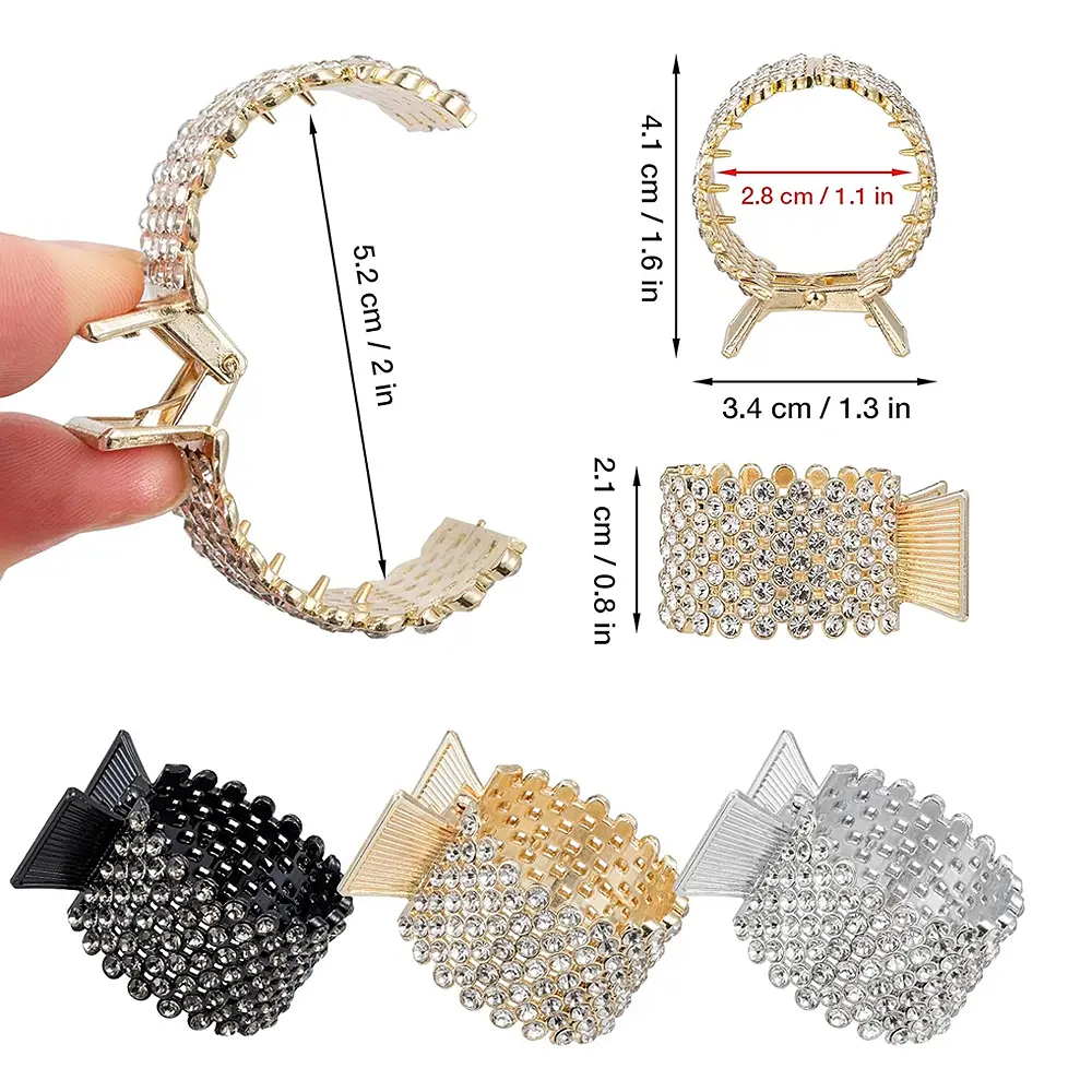 Luxury Full Rhinestone Hair Claws Non Slip Plastic High Ponytail Holder Jaw Clips For Women Girls Summer Styling Tool