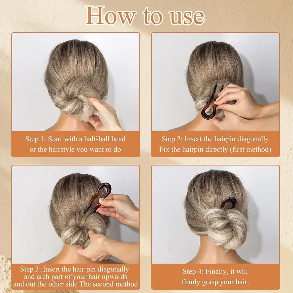Fashion Solid Color U-Shaped Hair Forks Acrylic 2 Prong Twist Hair Sticks For Buns Chignons Women Girl Summer Daily Headwear