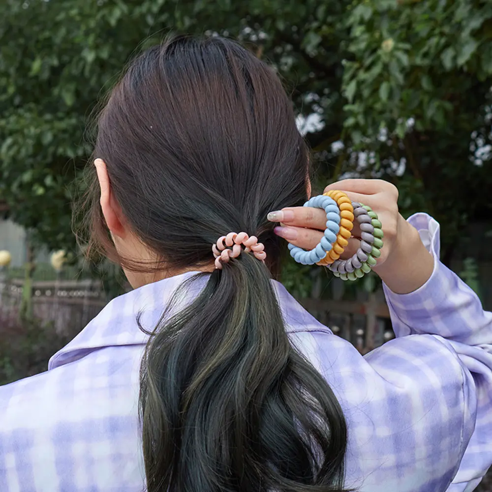 Muti-Color Matte Telephone Wire Hair Ties No-Crease Elastic Scrunchies Women Girls Rubber Hair Rings Daily Headwear