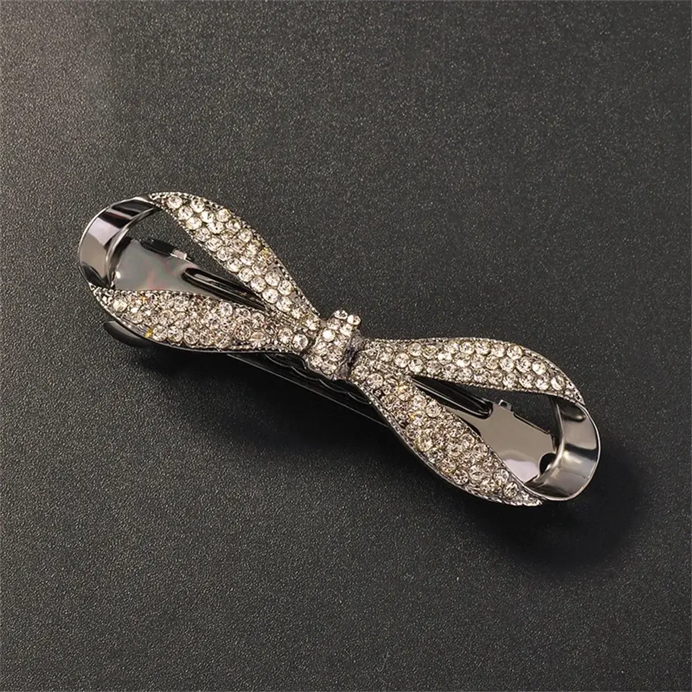 Sparkly Rhinestone Bowknot Barrettes Women Girls Spring Hair Clips For Thin Hair Ponytail Holder Party Headwear Jewelry Gift