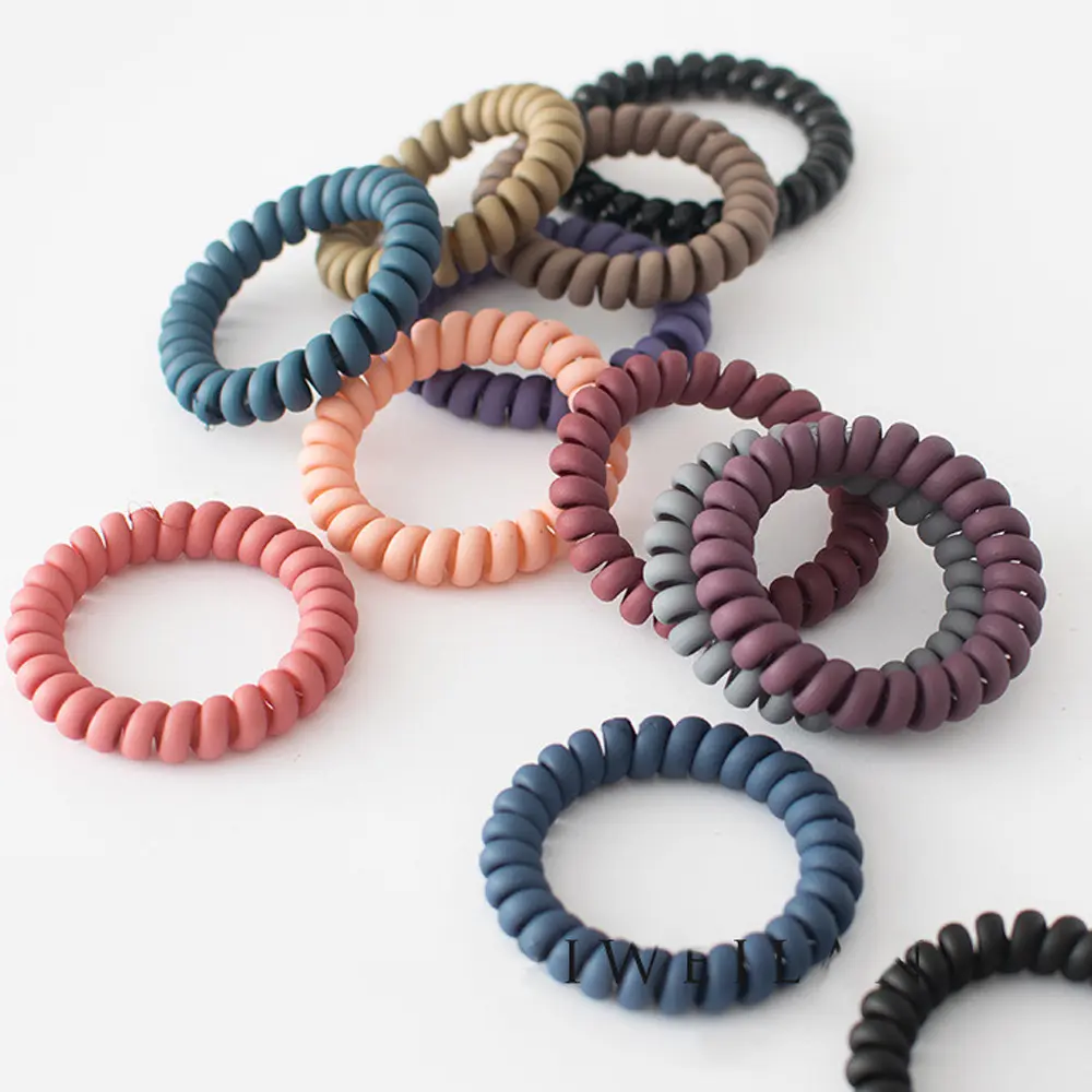 Muti-Color Matte Telephone Wire Hair Ties No-Crease Elastic Scrunchies Women Girls Rubber Hair Rings Daily Headwear