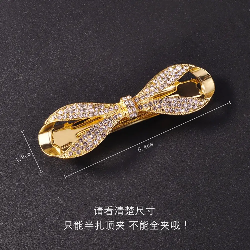 Sparkly Rhinestone Bowknot Barrettes Women Girls Spring Hair Clips For Thin Hair Ponytail Holder Party Headwear Jewelry Gift