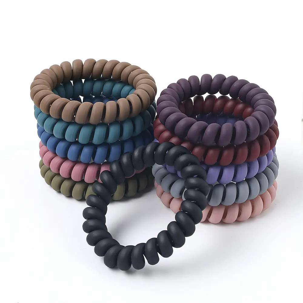Muti-Color Matte Telephone Wire Hair Ties No-Crease Elastic Scrunchies Women Girls Rubber Hair Rings Daily Headwear