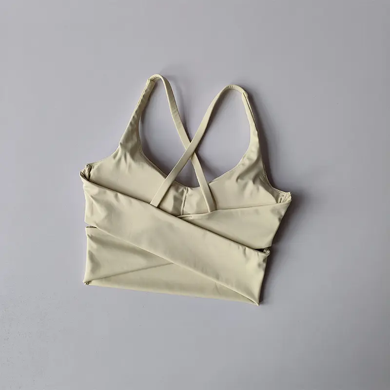 Sexy thin belt integrated yoga bra women's shockproof beautiful back gathering sports lingerie training running fitness vest