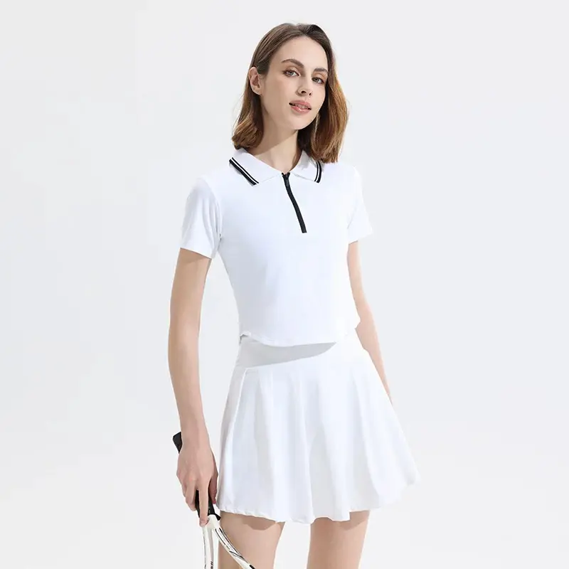 Sports Suit Women in Summer Yoga Skirt Running T-shirt Fitness Quick-drying Polo Collar Badminton Uniform Sports Yoga Skirt Sets