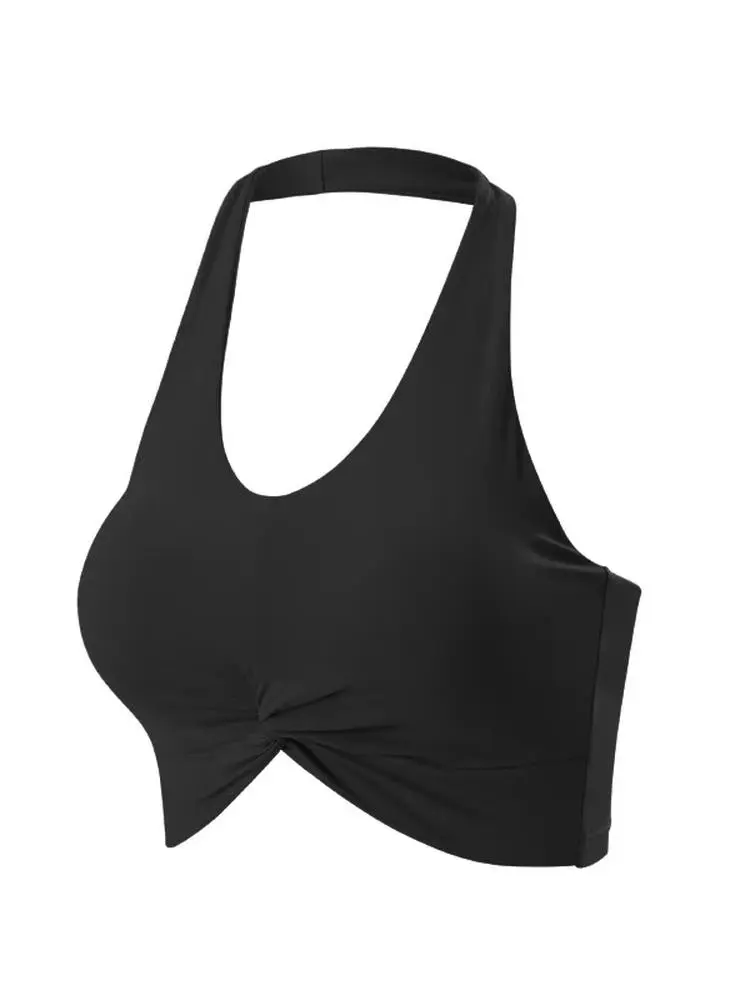 Integrated Neck Halter Yoga Vest Backless Sports Anti-shock Training Fitness Wear Pilates Underwear Gym Summer Quick-drying
