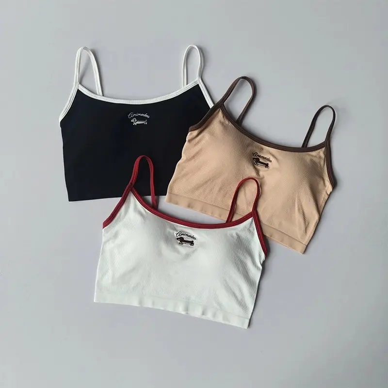 Contrasting Color Small Suspender Sports Underwear Gym Fixed Cup Fitness Bra Running Quick-drying Training Yoga Outside Wear
