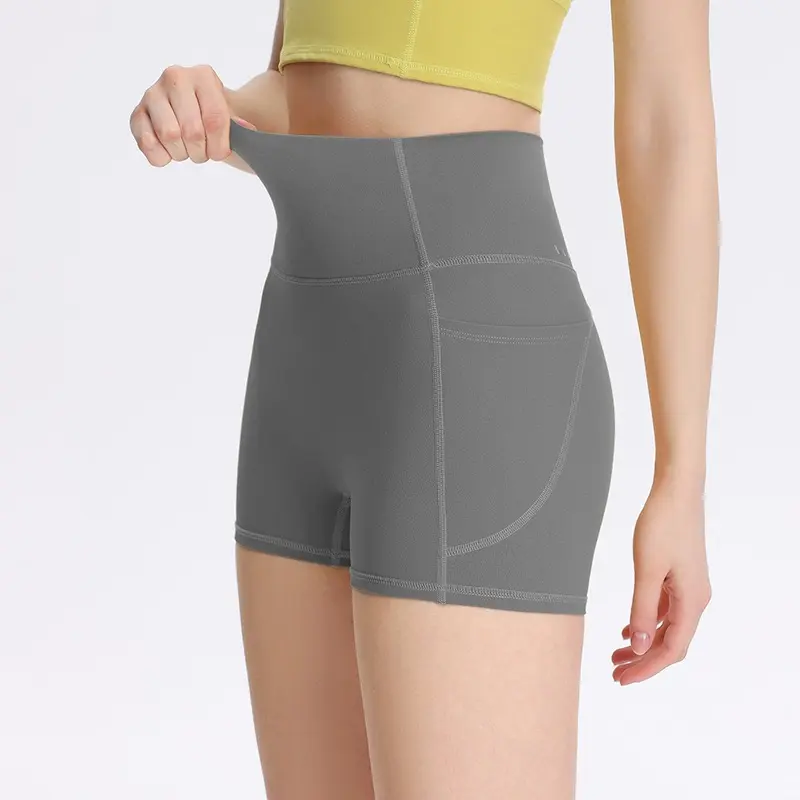 Women's Quick-drying High Waist Belly-tightening Peach Hip Lifting Training Outdoor Cycling Slimming Three-point Shorts