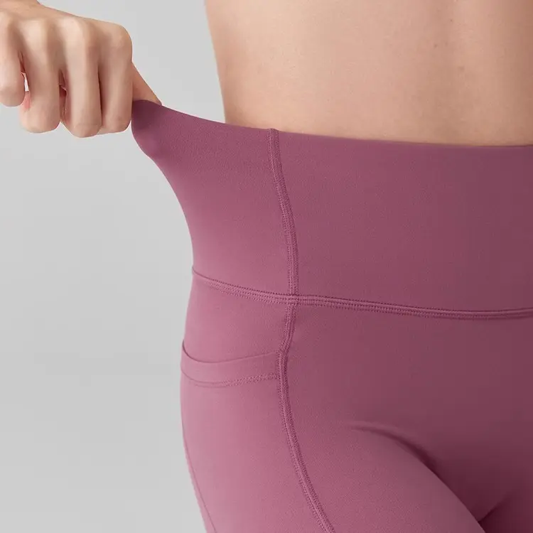 Women's High Waist Lifting Hip Quick-drying Fitness Pants with Pocket Nude Feeling Pants Leggings Pants Running Pilates Summer