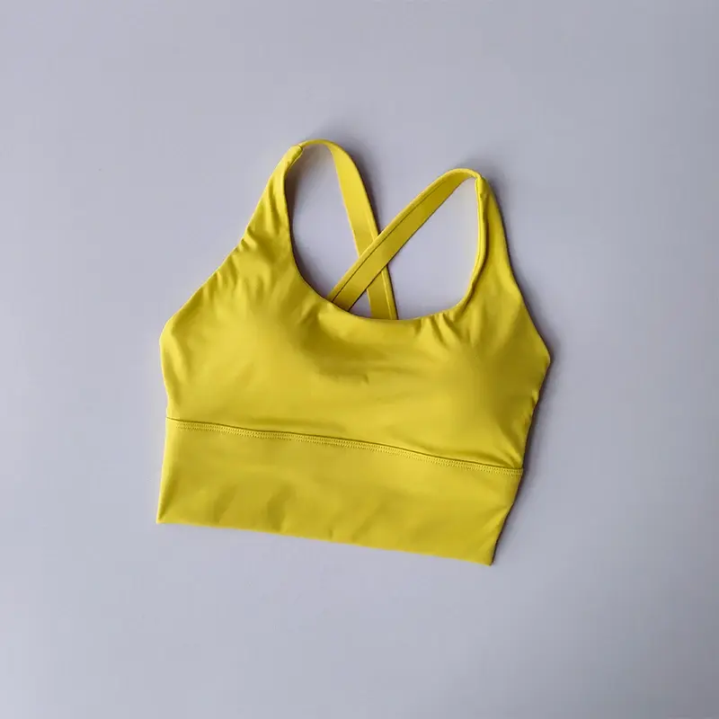 High-intensity Fixed Integrated Cross-beautiful Back Sports Underwear Gathering Shock-proof Running Fitness Bra Yoga Vest