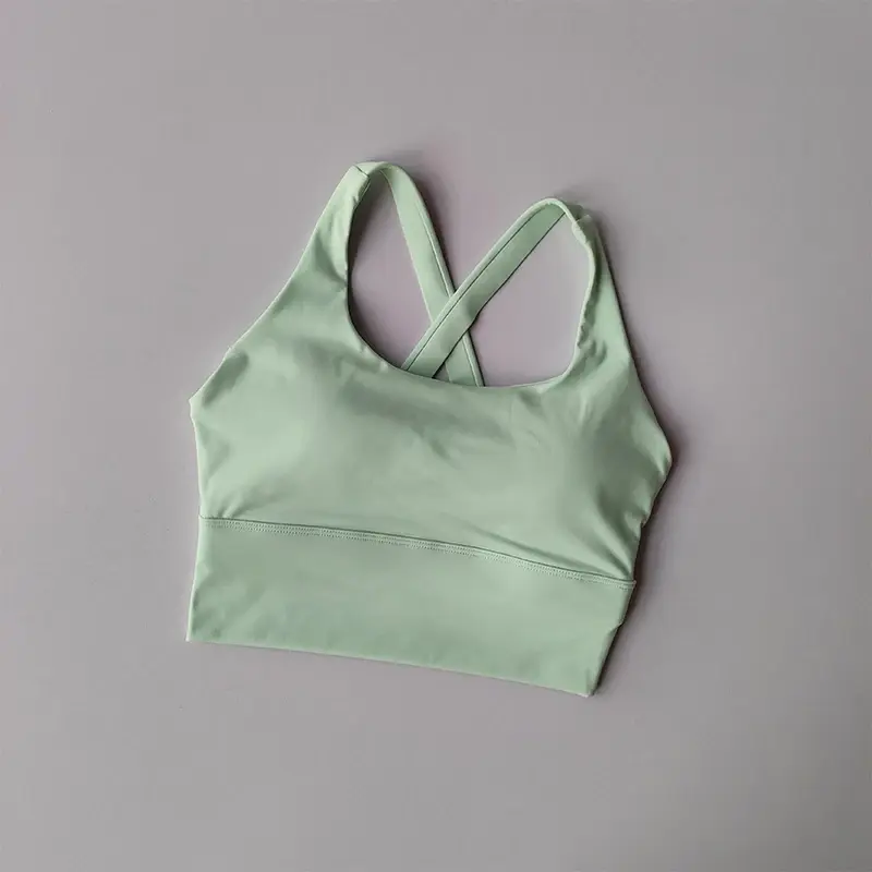 High-intensity Fixed Integrated Cross-beautiful Back Sports Underwear Gathering Shock-proof Running Fitness Bra Yoga Vest
