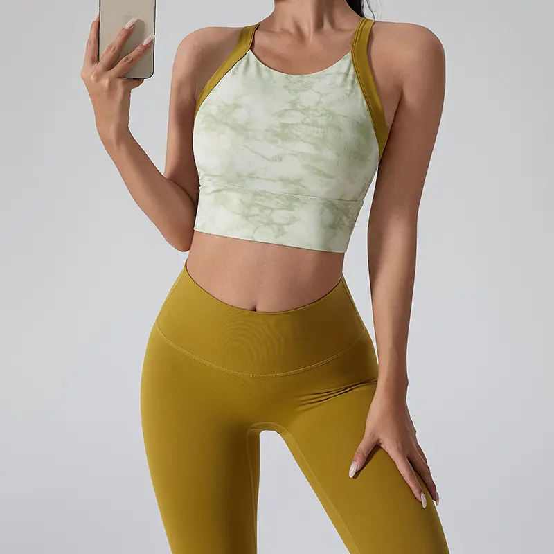 High-end Pilates Printed Sportswear Sports Bras Crop Tops Women's Suit New Summer Fitness Quick-drying Yoga Vest