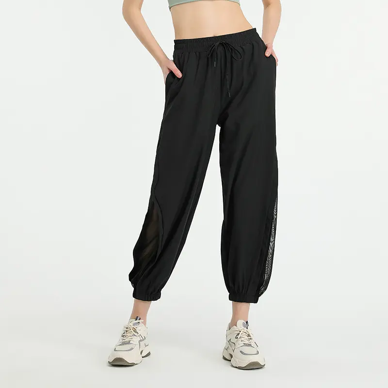 Spring Sports Pants for Women's Fitness Thin Loose Tying Pants Mesh Quick-drying Running Wardrobe Pants Casual Training Pants