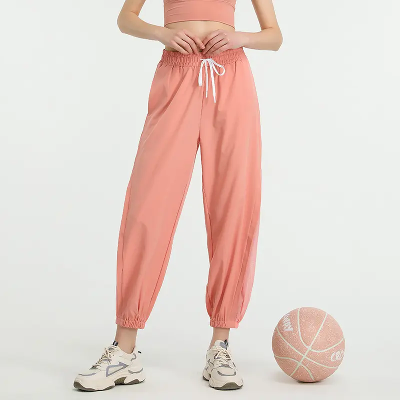 Spring Sports Pants for Women's Fitness Thin Loose Tying Pants Mesh Quick-drying Running Wardrobe Pants Casual Training Pants