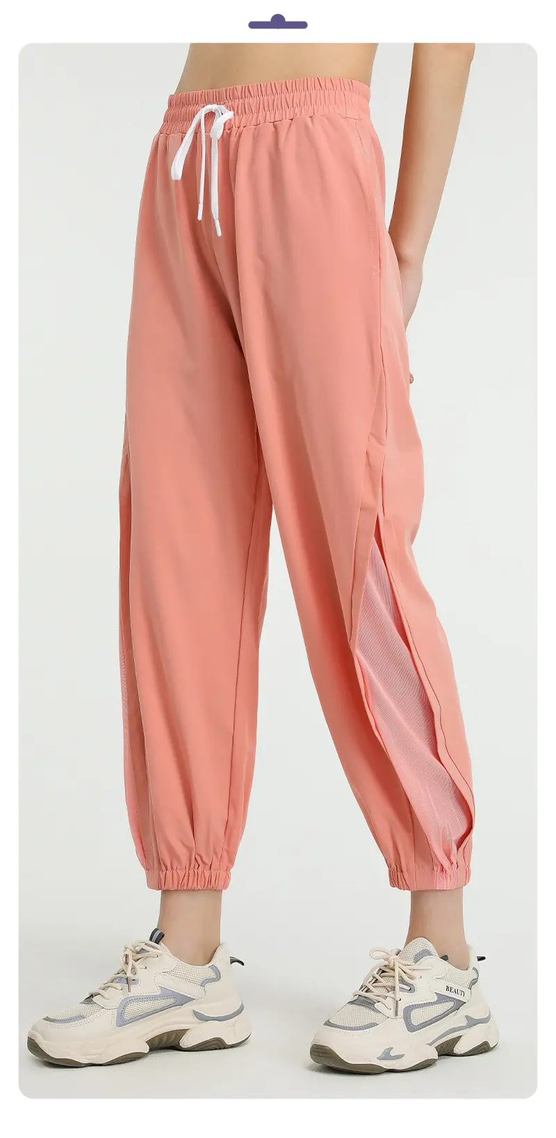 Spring Sports Pants for Women's Fitness Thin Loose Tying Pants Mesh Quick-drying Running Wardrobe Pants Casual Training Pants
